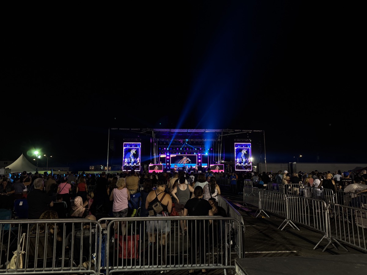 Concert production from stage with beams + LED