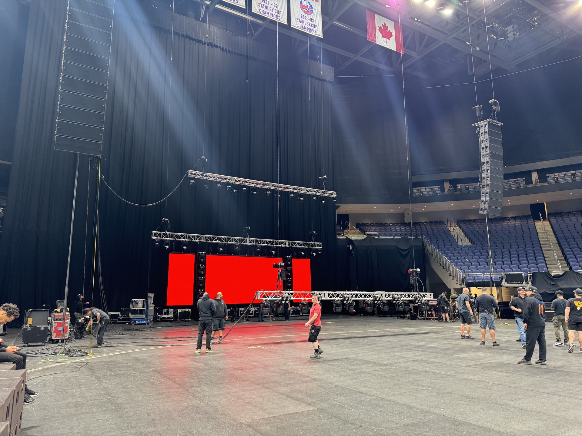 Arena production with full truss + LED wall + line arrays
